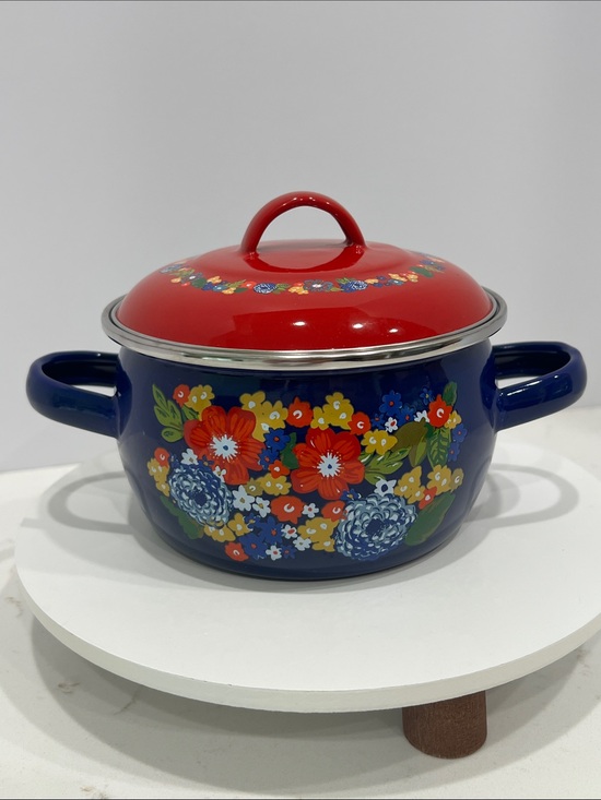 The Pioneer Woman Other - The Pioneer Woman Dazzling Dahlias 1 Qt Mini Enamel Dutch Oven Floral